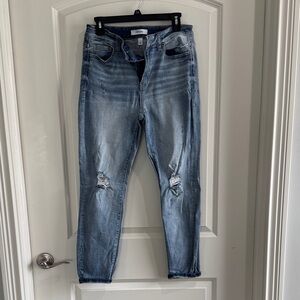 Zenana Ripped Skinny Jeans - Medium Blue